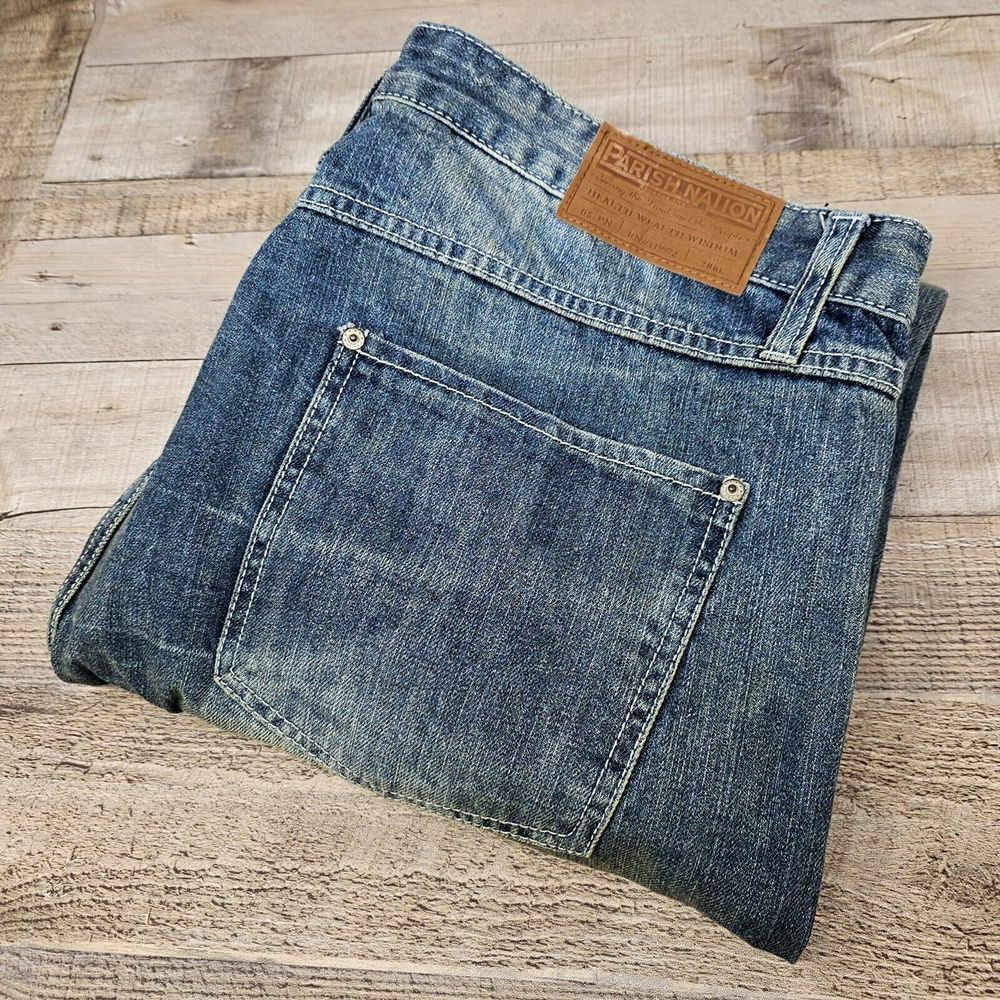 Parish Nation Jeans Men's Distressed Blue Wash Size 42 Worn Rocker Denim Stretch